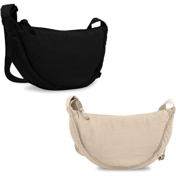 Handbags - Small Nylon Crescent Crossbody Purses Bag for Women Men Trendy,Travel Sling Bag